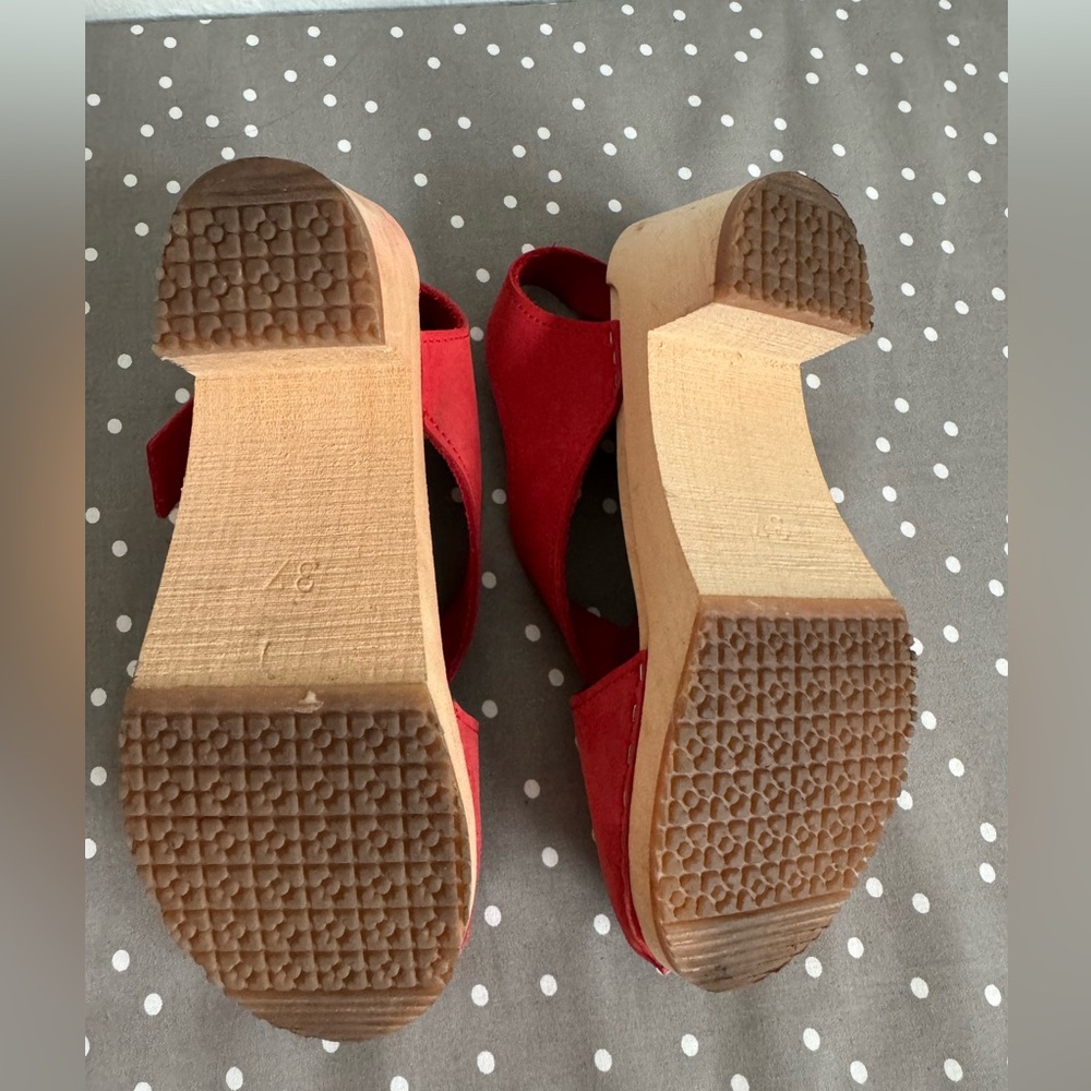 Sandgrens Morocco Clog Sandal size 37 Red 2 5/8” heel - Picture 7 of 9